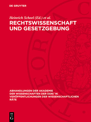 cover image of Rechtswissenschaft und Gesetzgebung